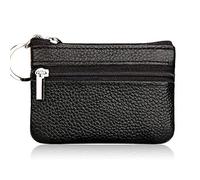 Monedero de piel auténtica con cremallera para tarjetas de negocios, multifunción, para disfraz de Año Nuevo, cosplay, fotografía, controlador de juego, llavero, llavero de jugador, Black, Mass Beauty