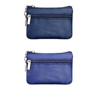 Monedero de piel auténtica con cremallera para tarjetas de negocios, multifunción, para disfraz de Año Nuevo, cosplay, fotografía, controlador de juego, llavero, llavero de jugador, Blue, Mass Beauty