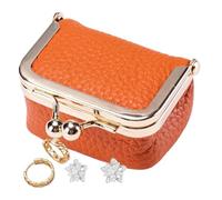 Monedero de piel auténtica para mujer, bolsa de joyería de moda, de piel auténtica, monedero, llavero, monedero, monedero, con cierre de beso para mujer, Naranja1, Refer to description, Unisex