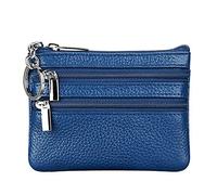 Monedero de Piel auténtica para Mujer con Llavero, Blue, Talla única, Monedero