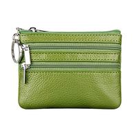 Monedero de Piel auténtica para Mujer con Llavero, Green, Talla única, Monedero