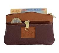 Monedero de Piel con 2 Cremalleras y con Llavero, cómodo y Sencillo, con Espacio para Tarjetas.