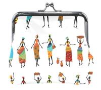 Monedero de piel con diseño de animales para mujeres y niñas, con cierre de beso, tribal africano, bolsa para cambio de dinero para niñas, Mujer tribal africana, OneSize