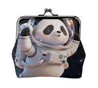 Monedero de piel con diseño de astronauta panda para mujer, pequeño monedero con cierre de beso, mini tarjetero para llaves, lápiz labial, bonito bolso de cambio para viajes