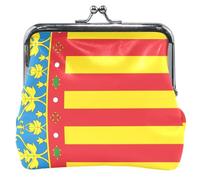 Monedero de piel con diseño de bandera de la Comunidad Valenciana para mujer, con hebilla y cierre de beso