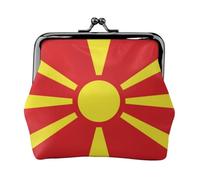 Monedero de piel con diseño de bandera de Macedonia del Norte, cartera pequeña