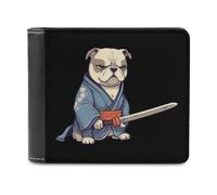 Monedero de piel con diseño de bulldog japonés de judo samurai para hombre