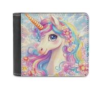 Monedero de piel con diseño de dibujos animados Un-icorn para hombre