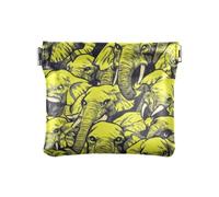 Monedero de piel con diseño de elefantes amarillos para mujer, práctico monedero con cierre para hombres y mujeres, monedero de viaje para cambio