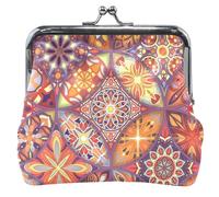 Monedero de piel con diseño de mandala vintage para mujer, con cierre de beso, hebilla, monedero, Mandala vintage colorido, OneSize