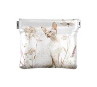 Monedero de piel con diseño de panda turquesa para mujer, monedero único, mini monedero, bolsillo para monedas para niñas y mujeres, Estética Cornish Rex Cats Blanco, 1 size, Moderno