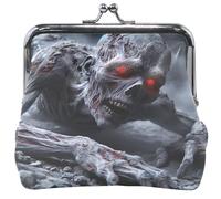 Monedero de piel con hebilla para mujer, pequeño monedero para niñas, zombi, espeluznante, Halloween, 4.53 x 4.13 pulgadas