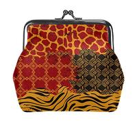 Monedero de Piel de Animal de la Tribu, Bolso Vintage con Hebilla, Bolso de Mano, Monedero con Cierre de Beso, Carteras con Cierre de Broche para Mujer y niña