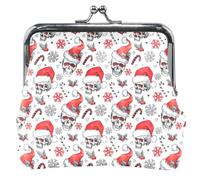 Monedero de piel de animal para mujer, bonito cierre de beso, calavera, Papá Noel, blanco, soporte para monedas, Moderno diseño de calavera de Papá Noel blanco, OneSize
