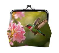Monedero de piel de colibrí verde para mujer, pequeño monedero con cierre de beso, mini tarjetero para llaves, lápiz labial, bonito bolso de cambio para viajes