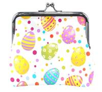 Monedero de piel de dibujos animados para mujeres y niñas, con cierre de beso, coloridos huevos de Pascua, bolsa para cambio de dinero para niñas, Colorful Easter Eggs, Classic
