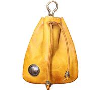 Monedero de Piel de - Estuche para Llaves de 3,5x0,8x4,5 Pulgadas, Cartera de Piel, Monedero Compacto con cordón de diseño Elegante | de Dinero portátil para Cuenta, Amarillo,