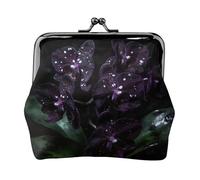 Monedero de piel de orquídea morado oscuro para mujer, pequeño monedero con cierre de beso, mini tarjetero para llaves, lápiz labial, bonito bolso de cambio para viajes