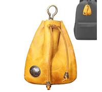 Monedero de piel de vacuno, monedero de , Monedero, de almacenamiento retro de cuero, para llaves de coche en, para llaves hecha a mano con cordón para mujer, amarillo, Consulte