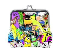 Monedero de Piel GraffBlast para Mujer, pequeño, con Cierre Vintage, para Tarjetas, Compacto, de Viaje, Bonito Monedero.