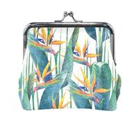 Monedero de piel para mujer, diseño de 6 unidades, con cierre de cremallera, tarjetero, monedero, monedero, bolso de mano pequeño con hebilla, estampado de fresas rojas, hojas verdes, flores blancas s