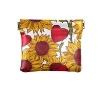Monedero de piel para mujer, diseño de girasol, diseño de San Valentín, bolso de maquillaje único para mujer, girasol Country Valentine Cartoon, 1 size, Arte impreso