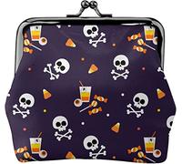 Monedero de piel para mujer, diseño de Halloween and Skeletons, pequeño bolso de cambio con cierre de beso y hebilla, para regalo de niña, Como se muestra en la imagen, Talla única, Organizador de