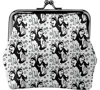 Monedero de piel para mujer, diseño de husky siberiano con copos de nieve, pequeña bolsa de cambio con cierre de beso y hebilla para regalo de niña, Como se muestra en la imagen, Talla única,