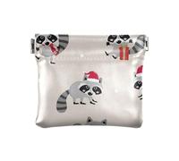 Monedero de piel para mujer, diseño de mapache y vida silvestre, color gris, organizador de joyas para mujeres y niñas, Lindo mapache Wildlife Navidad gris, 1 Size, Accesorio de viaje