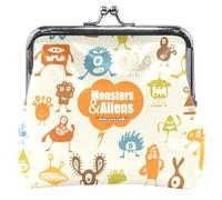 Monedero de piel para mujer, diseño de monstruos divertidos, color beige, Funny Monsters Beige, Classic