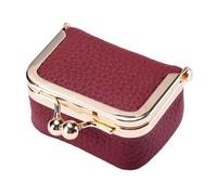 Monedero de piel para mujer - Funda portátil para llaves de coche, bolsa flexible para monedero, práctico para llevar un pequeño monedero, un monedero de piel, un organizador, Wine Red, 2.56x1.38x1.77