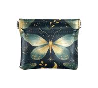 Monedero de piel sintética con cierre de mariposa para mujer, estilo bohemio, color verde, verde (Boho Butterfly Green), Decoración