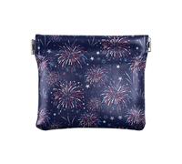 Monedero de piel sintética con diseño de estrellas de fuegos artificiales, color azul, para hombres y mujeres, Fireworks Stars Navy, one size, Fireworks Stars Navy