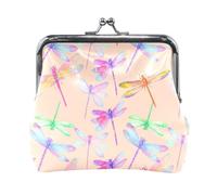 Monedero de piel sintética con diseño de libélulas de acuarela, bolsa de cambio casual para uso diario, Libélulas de acuarela, one size, Libélulas de acuarela