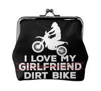 Monedero de Piel sintética con diseño de Motos de Cross I Love My Girlfrlend para Mujer, con Cierre de Beso, Monedero Funcional con Doble Broche, Cartera Divertida para Regalo de cumpleaños.