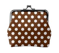 Monedero de piel sintética con estampado de lunares marrón oscuro para mujer, monedero con cierre de beso, monederos pequeños de piel sintética