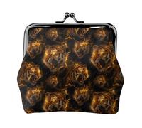Monedero de piel sintética con estampado oscuro de tigre dorado para mujer, monedero con cierre de beso, monederos pequeños de piel sintética