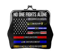 Monedero de Piel sintética con la Bandera patriótica Estadounidense Nadie Lucha Solo para Mujer, con Cierre de Beso, Monedero Funcional, Doble Broche, Divertido para Regalo de cumpleaños.