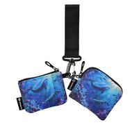 Monedero de pulsera para mujer, llavero, tarjetero, monedero, bolsa de cambio, ballena, submarino, portátil, mini bolsa doble, Ballena submarina, 10.5x10.5cm & 10.5x9cm, Bolsa para monedas
