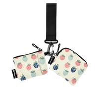Monedero de pulsera para mujer, llavero, tarjetero, monedero, monedero, bolsa de cambio, diseño de fresas, mini bolsas portátiles, Patrón de fresa, 10.5x10.5cm & 10.5x9cm, Bolsa para monedas