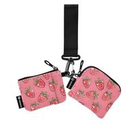 Monedero de pulsera para mujer, llavero, tarjetero, monedero, monedero, bolsa de cambio, fresa, mini bolsas portátiles, Fresa linda, 10.5x10.5cm & 10.5x9cm, Bolsa para monedas