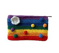Monedero de punto hecho a mano con diseño de arcoíris, bolsa de maquillaje y tarjetero, colorido, M, como se muestra en la