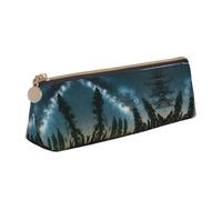 Monedero de PVC con estampado de cielo nocturno con árboles, bolsa de dinero, estuche de maquillaje, estuche con cremallera, estuche de papelería para mujeres y hombres, Blanco, One Size, Simple