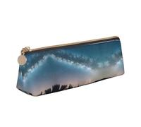 Monedero de PVC con estampado de cielo nocturno y árboles, bolsa de dinero, estuche de maquillaje, estuche con cremallera, estuche de papelería para mujeres y hombres, Blanco, One Size, Simple