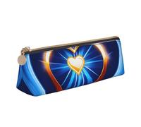 Monedero de PVC con estampado de corazón azul cielo, bolsa de dinero, estuche de maquillaje, estuche con cremallera, estuche de papelería para mujeres y hombres, Blanco, One Size, Simple