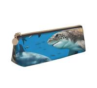 Monedero de PVC con estampado de delfines, tortugas marinas, tiburones, pulpos, arrecifes de coral, monedero, monedero, estuche de maquillaje, estuche con cremallera, estuche de papelería para mujeres