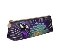 Monedero de PVC con estampado de pavo real morado, bolsa de dinero, estuche de maquillaje, estuche con cremallera, estuche de papelería para mujeres y hombres, Blanco, One Size, Simple