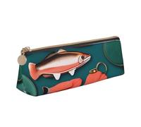 Monedero de PVC con estampado de salmón, bolsa de dinero, estuche de maquillaje, estuche con cremallera, estuche de papelería para mujeres y hombres, Blanco, One Size, Simple