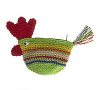 Monedero de rana, pollo, fresa, gato, búho, monedero, muy valente, hecho a mano, con cremallera, para jóvenes y mayores, Monedero de pollo verde, 8cm bis 9cm, Juguetón