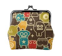 Monedero de robot y monstruos, monedero de cambio de beso, monedero pequeño de piel sintética para mujer